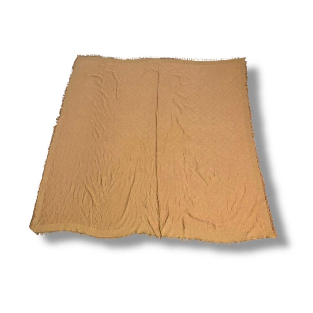 LOUIS VUITTON - Monogram Shawl Scarf 65% CASHMERE 35% WOOL Blend 58X53 - BEIGE - Picture 4 of 4